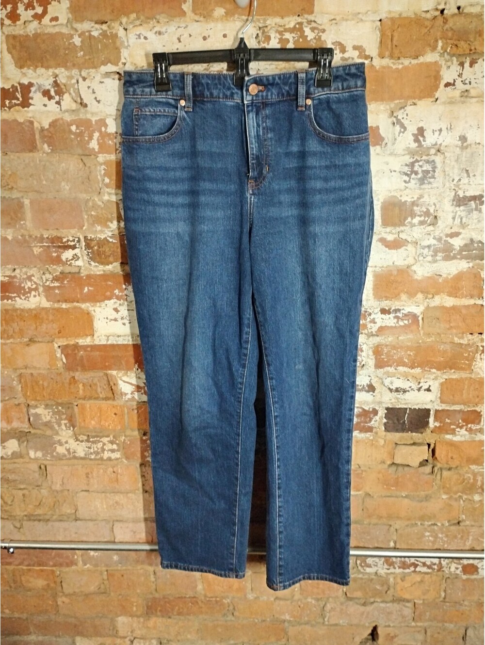 Talbots Jeans Womens 10P Blue Relaxed Fit Straight High Waist Dark Wash Denim